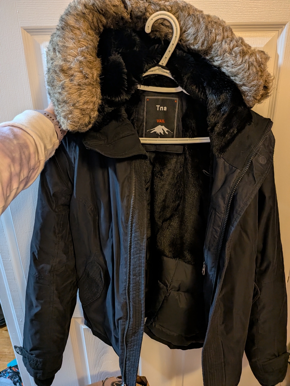 Tna Vail Black Winter Parka with Faux-Fur Hood